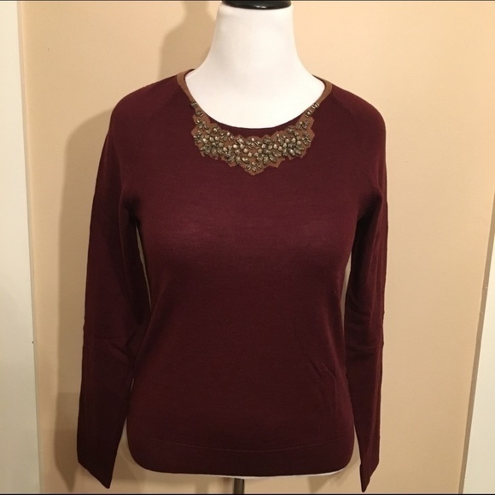 NWT Talbots embellished merino wool sweater
